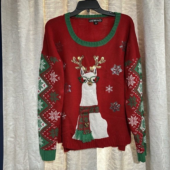 United States Sweater Llama Animal Farm Ugly Christmas Sweater Size‎ L Fa La La - Picture 1 of 6